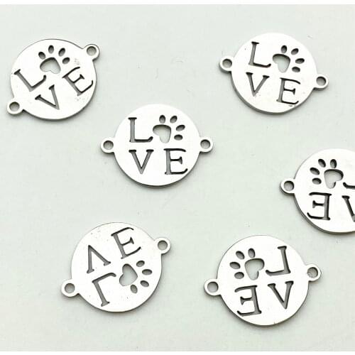 Pet love Connectors 8/40pcs Stainleseel 2sides Earring Connector For Diy Jewelry making
