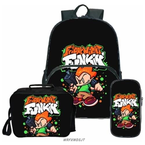 Friday Night Funkin Travel Backpack College Bookbag Mochila 3pcs/set Friday Night Funkin Print Teen Girls Boy Backpack SchoolBag