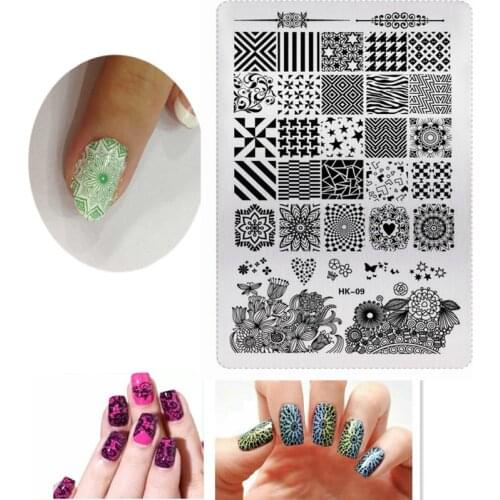 XL Size 9.5x14.5cm New 11Designs Flower Nail Art Stamp Template Image Plate HK Stamping Nail Art Image Plate Polish Template