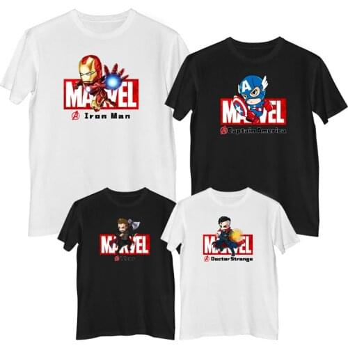 Marvel The Avengers Iron Man Captain America Thor Venom Black Panther Doctor Strange Spider Man T shirt 100% cotton Mens Kids