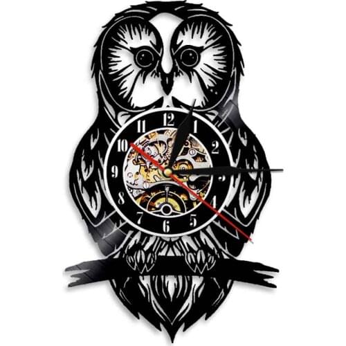 Owl Bird Silhouette Wall Clock Animal Bird Vinyl Record Clock Handmade Art Wall Decor For Kids Room Unique Gift Idea