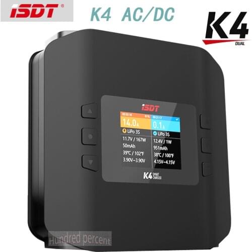 ISDT K4 1~8S Lithium Battery Smart Charger 20A 600W AC/DC IndependentDual Mode Dual Channel For Lipo Battery charge Rc Toy