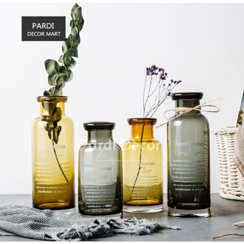 New ash color yellow brown Letter glass vase flower vase home decoration shop decorations 1pc/lot