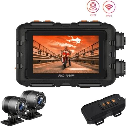 MT28 Motorcycle Dash Cam GPS WiFi Camera with Touch Screen Dual 1080P Lens Bike Recording DVR Waterproof Cámara moto