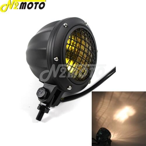 1 PC Vintage Motorcycle 4.5" Front Grill High Low Beam Headlight Retro Headlamp for Harley Cafe Racer Bobber Chopper Cruiser