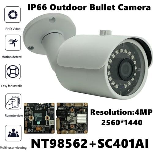 NT98562+SC401AI IP Metal Bullet Camera Outdoor 4MP 2560*1440 18 LEDs IRC VMS XMEYE ONVIF Low illumination Radiator P2P RTSP IP66