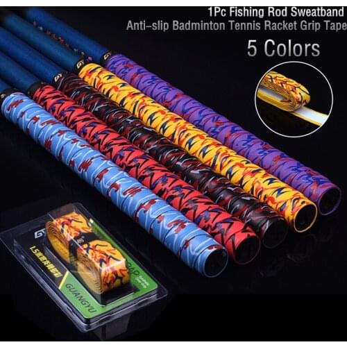 1Pc Anti-slip Sport Fishing Rods Grip Sweat Band Badminton Squash Handle Tape Racket Grip