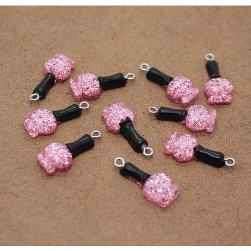 10pcs Shiny Nail Polish Bottle Resin Flatback Earring Charms DIY Crafts Accessory Perfume Bottle Keychains Jewelry Pendant Make