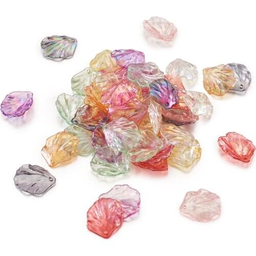 200pcs Transparent Acrylic Flower Bead Caps Mix Color for Jewelry Making DIY Decor Accessories Findings
