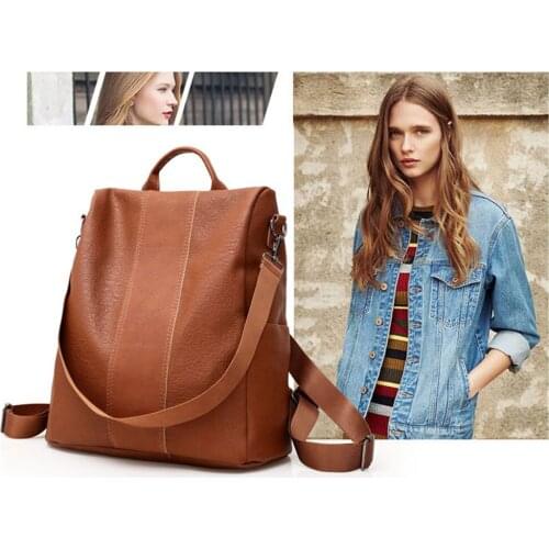 2019 Women Leather Anti-Theft Backpacks Female Rucksack High Quality Female Shoulder Bags School Bags For Girls Bagpack