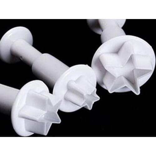 3 Pcs/Set Star Cake Cutter Plunger Cookies Sugar Paste Sugarcraft Decorating Mold CLH@8