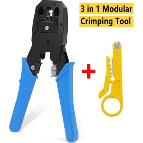 3 in 1 Network Cable Wire Stripper crimping plier set Self Adjusting Crimper Cable Cutting Multi-Functional Stripping Terminal