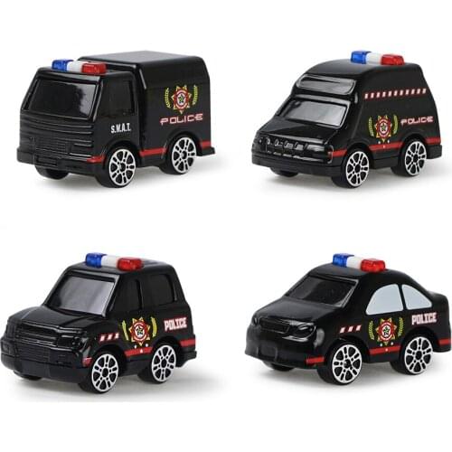 4 Pcs Set Mini City Engineering Truck Ambulance Toy Model Cars Pull Back Alloy Diecast Vehicle Educational Toys for Boys