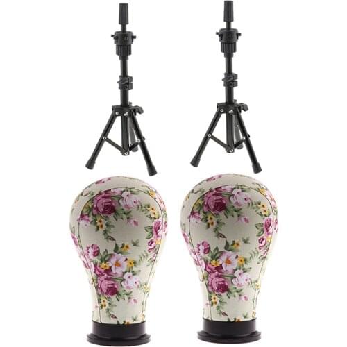 4pcs/kit Mannequin Head Canvas Cover Wig Making,Hat Display Manikin Holder,Training Head Cosmetology Pro Doll Head