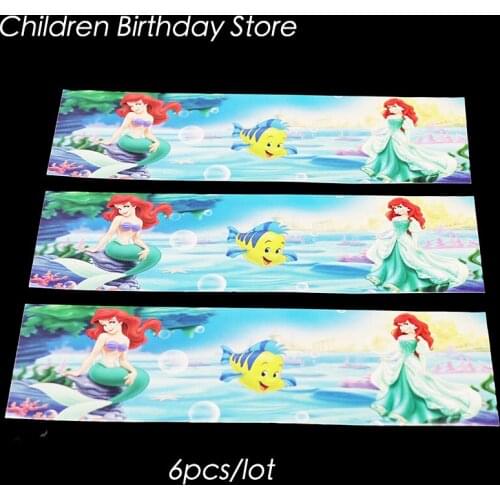 6pcs/lot The Little Mermaid theme water bottle labels The Little Mermaid stickers candy bar decorations water bottle stickers