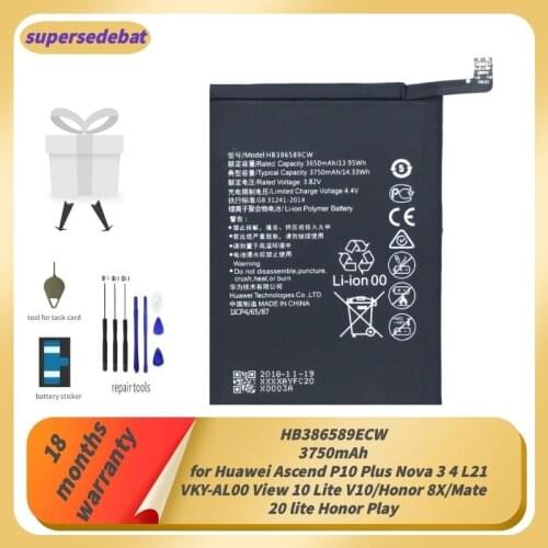 HB386589ECW Battery for Honor 8x for Huawei Ascend P10 Plus Nova 3 4 L21 VKY-AL00 View 10 Lite V10 Mate 20 Lite Honor Play Tools