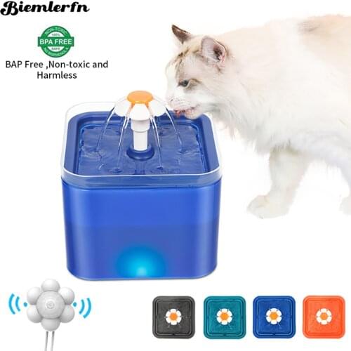BIEMLERFN 2L Pet Cat Dog Water Fountain USB Ultra-Quiet Automatic Sensor Pet Water Dispenser with Filter Element for Cats Dogs