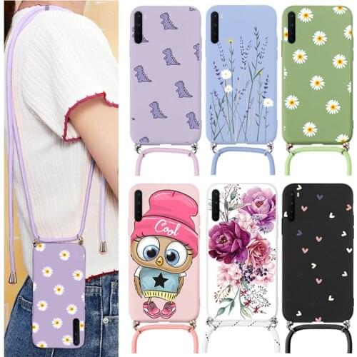 For One Plus Nord 5G Case Chain Necklace Strap Cord Lanyard Funda For OnePlus Nord OnePlusNord Flowers Bumper Back Cover Shell