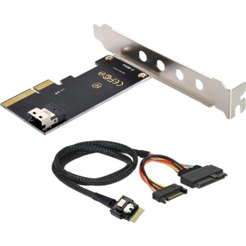 Chenyang PCI-E Express 3.0 4.0 to SFF-8654 Slimline SAS Card Adapter to U.2 U2 SFF-8639 NVME PCIe SSD Cable for Mainboard SSD