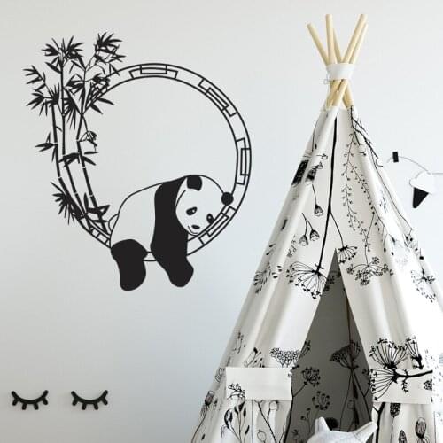 Black White Panda Wall Sticker Bedroom Living Room Wall Decoration Aesthetic Teen Children Room Decor Mural Decals for Furniture
