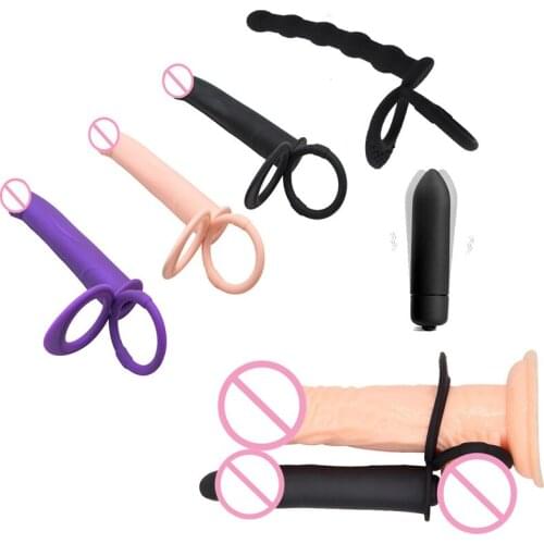 Double Lock Penis Ring Penetration Adult Strap On Dildo Anal Plug Vibrator Sex Toys For Woman Couples Lesbian BDSM Adult Game