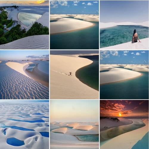 Photo Custom 5d Beach landscape diamond painting full drill round homefun Cross Stitch Diamond Mosaic Diamond Embroidery Sale