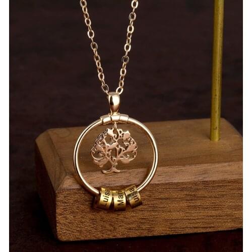 Custom Stainless Steel Name Marking Necklaces for Women Customized Personalized Tree Of Life Necklace Nameplate Pendant Jewelry