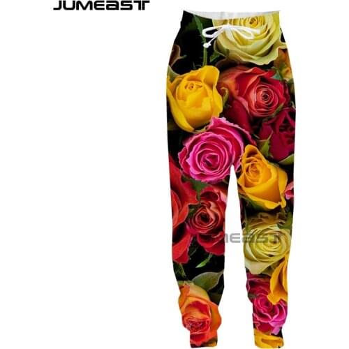 Jumeast Brand Men/Women 3D Printed Beautiful Flowers Casual Long Pants Sport Pullover Length Sweatpants New Fashion Trousers