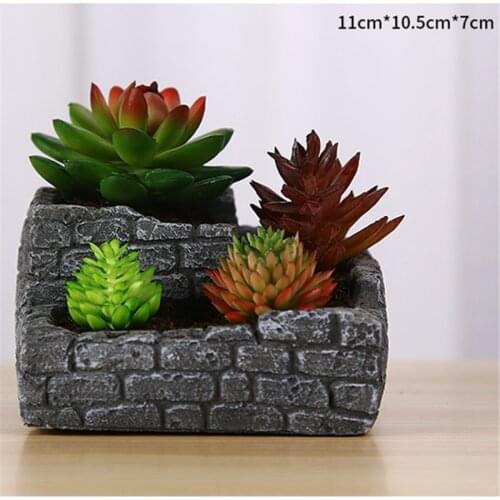 Brick Wall Retro Ancient Plants Pot Making Silicone Mold for Concrete Diy Square Cement Planter Mould