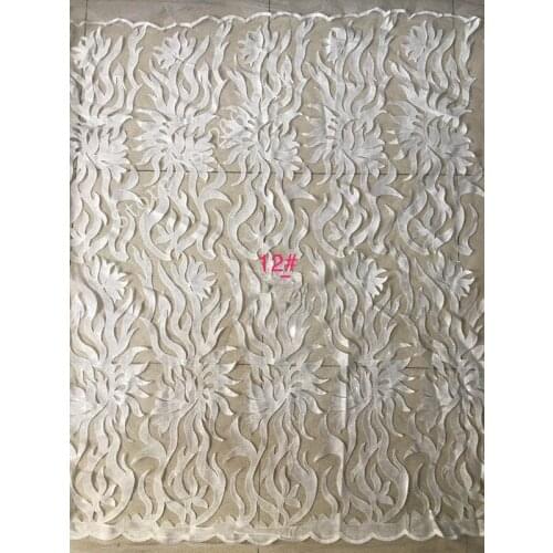 Nice flowers design tulle embroidery french net lace fabric in White color BZL-96505 with super quality