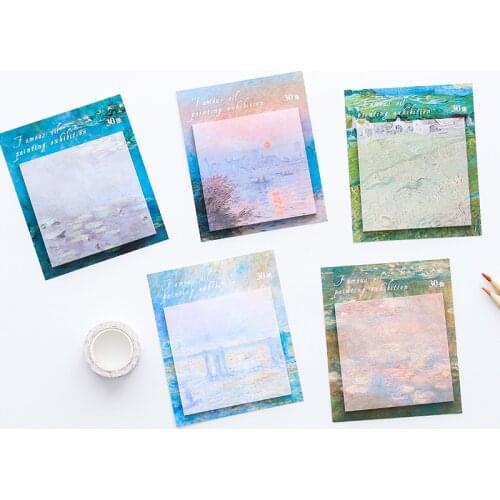 Creative Famous Oil Painting Repeatedly Posted Simple Sticky Notes Message Notes