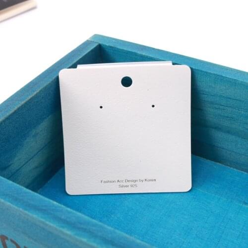 100pcs/lot Big Size Fashion Jewelry DIY Cards 7x7cm White Plastic Jewelry Silver 925 Earring Package Cards for Ear Stud Display