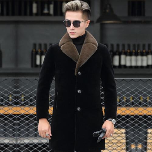 2019 5XL Mens Fur Collar Velvet Parka Coat Lapel Single-breasted Casual Jacket Thick Warm Men Coat Winter N076