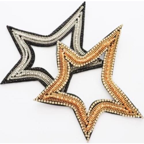 Large Stars Sequins Beaded Sew On Patch For Clothing Embroidery Rhinestone Applique Patches Decoration Accessories