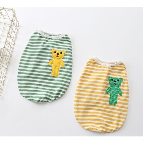 The new puppy dog striped vest spring and summer clothes cotton stretch tactical Teddy pet clothing