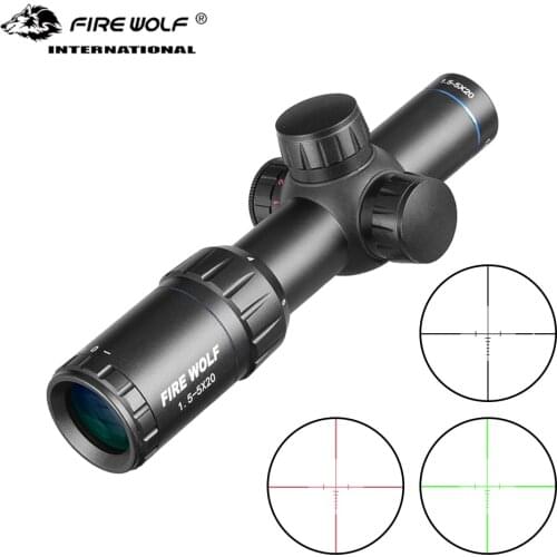 Fire Wolf 1.5-5X20 HD Rifle Scope Green Red Illuminated Cross Pocket Mirror Sniper Hunting Mirror Tactical Airsoft Optical Sight