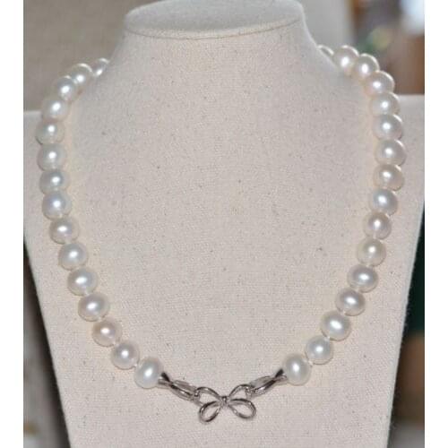 Lovely big size natural pearl 11-12mm white pearls necklace jewelry