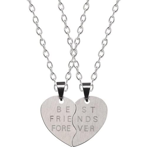 Best Friend Necklace Female Carved Letter Heart Titanium Steel Pendant Optional Rope Chain Custom Men And Women Jewelry Gift