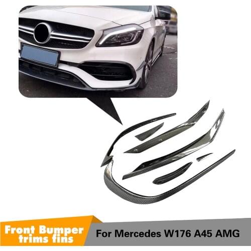 Carbon Fiber Front Bumper Lip Fender Trim Air Vent Decoration For Mercedes-Benz A Class W176 A45 AMG A180 A200 Sport 2016 - 2017