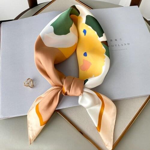 Fashion Silk Hair Scarf For Women Small Shawls Floral Print Kerchief Bandana Head Scarfs Female 70cm*70cm Bag Scarves For Ladies