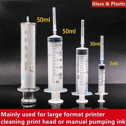Printer DX5DX7 cap top manual suction ink syringe for printhead cleaning Manual suction ink syringe 50ml manual pumping ink 5PCs