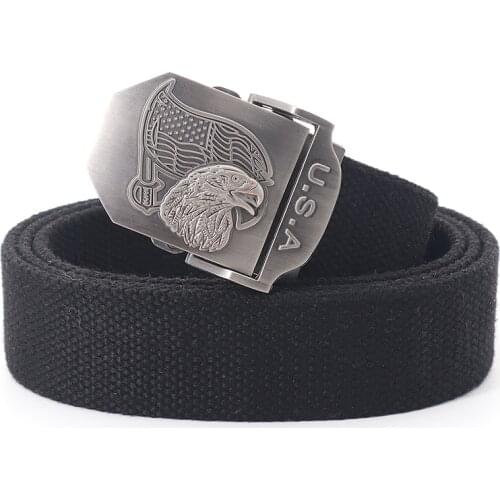 New Military Canvas Belt Men&Women High Quality Bald Eagle Metal Smooth Buckle Fashion Jeans Accessories Outdoor Tactical Belt
