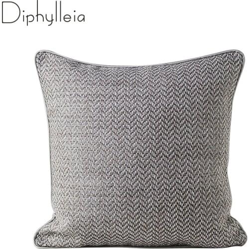 Diphylleia Herringbone Pattern Jacquard Cushion Cover Beige Grey Modest Luxury Pillow Case For Couch Living Room Bedside Decor