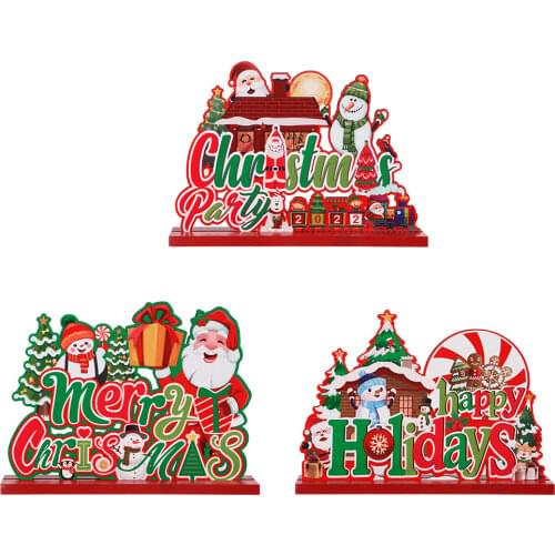 Merry Christmas Wooden Printed Snowman Decoration Home Decoration Santa Gift 2022 New Year Christmas Decoration