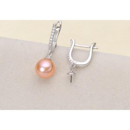 925 Silver Pearl Earrings Fashion Stud Earrings Charm Lovely Earrings Setting Finding Jewelry Parts Fittings Womens Accessories