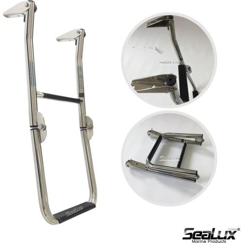 Sealux Folding Dock Swim Ladder Platform Ladder 2 Steps Stainless Steel 304 for Marine Boat Yacht