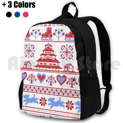 Winter Ice Skating Aesthetic Outdoor Hiking Backpack Waterproof Camping Travel On Ice Yoi Ice Skating Figure Skating Pixel Art
