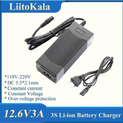 LiitoKala 12V 24V 36V 48V 3 Series 6 Series 7 Series 10 Series 13 String 18650 Lithium Battery Charger 12.6V 29.4V DC 5.5*2.1mm