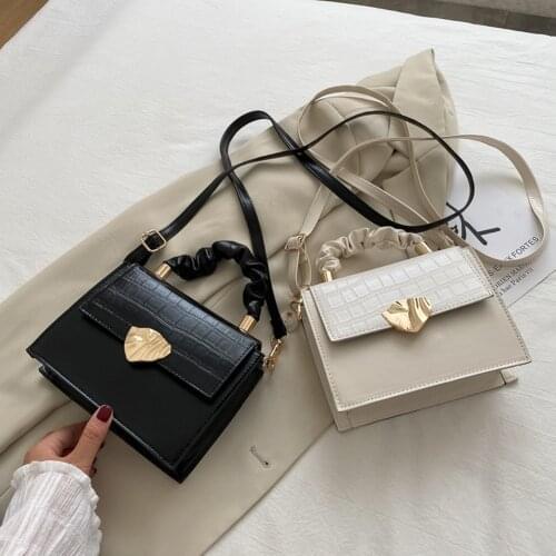 Women Casual PU Leather Shoulder Bag Solid Color Lady Small Crossbody Pleated Flap Handbag