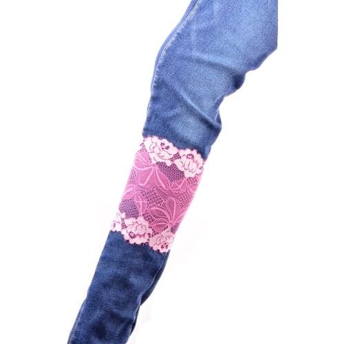 Womens Summer Stretch Lace Flower Leg Warmers Pink Color Trim Toppers Boot Socks Cuffs Inner Thigh Anti Chafing Thigh Bands